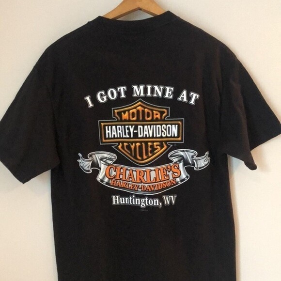 Harley-Davidson Shirt SZ M Short Sleeve Black with Fire It Up on Front - Picture 5 of 5